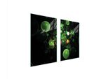 Piastre Copri Fornelli 2 Pezzi 75X52 Copri Piano Cottura In Ceramica Tagliere In Vetro Bolle Verde