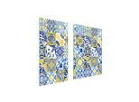 Piastre Coprifornelli 2 Pezzi 75X52 Copriforno In Ceramica Tagliere In Vetro Mosaico Colorato