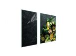 Piastre Copri Fornelli 2 Pezzi 75X52 Copri Piano Cottura In Ceramica Tagliere In Vetro Ardesia Frutta