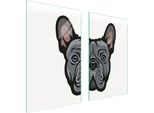 Piastre Copri Fornelli 2 Pezzi 75X52 Ceramica Copri Piano Cottura Vetro Tagliere Cane Grigio
