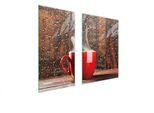 Piastre Copri Fornelli 2 Pezzi 75X52 Copri Piano Cottura In Ceramica Tagliere In Vetro Caffè Rosso