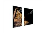 Piastre Copri Fornelli 2 Pezzi 75X52 Copri Piano Cottura In Ceramica Tagliere In Vetro Golden Black