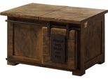 MASSIVMOEBEL24 | Truhe Mango 76X51X46 Braun Lackiert Railway #434