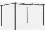 Pergola 3X4M In Alluminio Telo Scorrevole, Ecrù