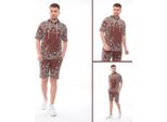 Tuta Da Jogging Da Uomo Con Pantaloncini E Cappuccio, Marrone/L