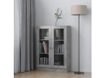 The Living Store Mobile Vetrina Grigio Cemento 82,5X30,5X115 Cm Materiale Legno