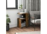 The Living Store Tavolino In Rovere Fumé 36X30X56 Cm Materiale A Base Di Legno