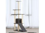 The Living Store Albero Per Gatti Con Tiragraffi In Sisal Grigio Scuro 155 Cm