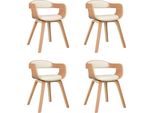 Syfax™ Sedie Da Pranzo 4 Pz Crema In Legno Curvato E Pelle Finta