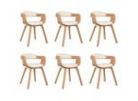 Syfax™ Sedie Da Pranzo 6 Pz Crema In Legno Curvato E Pelle Finta
