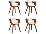 Syfax™ Sedie Da Pranzo 4 Pz Crema In Legno Curvato E Pelle Finta