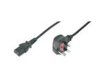 Britisches Netzanschlusskabel Schwarz, 1,80 Meter, Uk Stecker, 90° Abgewinkelt