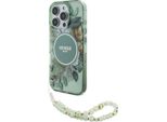 Guess Iml Flowers Con Cinturino Perlato Custodia Magsafe Per Iphone 16 Pro - Verde