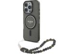 Guess Iml Glitter Con Cinturino Perlato Custodia Magsafe Per Iphone 16 Pro - Nero