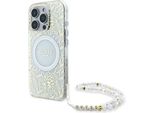 Guess Iml Flowers Allover Electro Con Cinturino In Perla Magsafe - HüLle FüR Iphone 16 Pro (Weiß)