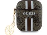 Guess Gua2P4Rpsw Airpods 1/2 Cover Marrone/Marrone 4G Con Strisce Stampate Charm
