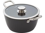 Pentola Judge Evertough Con Coperchio, Acciaio Inox/Alluminio, 24 Cm, Argento/Nero