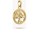 Ciondolo Charm Thomas Sabo, Albero In Un Anello Con Gemme Bianche, In Argento, Placcato Oro