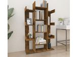 The Living Store Libreria In Rovere Fumé 86X25,5X140 Cm Materiale In Legno