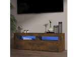 The Living Store Mobile Tv Con Luci Led Rovere Fumé 120X35X40 Cm
