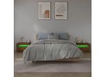 The Living Store Comodini 2 Pezzi Con Led Rovere Fumé 60X35X40 Cm