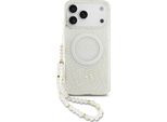Etui Guess Iml Flowers Electro Pearl Strap Magsafe Do Iphone 17 Pro Max BiałY