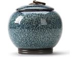 Mini Urna Per Animali Domestici E Persone - 720 Ml - Urna In Ceramica Blu - Urna Commemorativa Per Le Ceneri