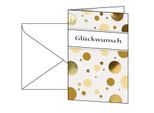 Grußkarte Sigel „Golden Bubble“, Format B6, 115 x 170 mm, mit weißen & gummierten Umschlägen, FSC®-Glanzkarton mit Goldprägung, 10 Stück