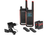 PMR-Funkgeräteset Motorola TALKABOUT T82, 2tlg, lizenzfrei, IPx2, 10 km, 16 Kanäle, schwarz/orange