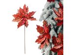 Stella Di Natale Bordeaux Su Stelo - Fiori D'albero Di Natale 69 Cm