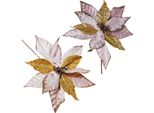 Stella Di Natale Rosa E Oro, Stella Di Natale Su Stelo - Fiori Dell'albero Di Natale, 34 Cm