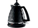 Delonghi Kbj 2001.BK Bollitore Elettrico Standard, Plastica, Nero, 2000 W, Supporto Girevole A 360°, 1,7 L