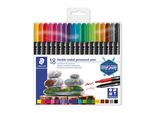 Staedtler Penne A Doppia Punta In Fibra Permanente Vari Colori Confezione Da 18 Pezzi