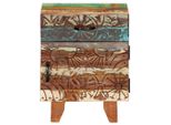 Vidaxl Comodino Intagliato A Mano 40X30X50 Cm In Legno Massiccio Antico