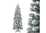 Costway Albero Di Natale A Matita 180Cm, Albero Di Natale Artificiale 500 Aghi In Pvc Con Neve, Albero Di Natale Con Supporto In Metallo, Albero Di Natale Artificiale