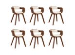 Syfax™ Sedie Da Pranzo 6 Pz Crema In Legno Curvato E Pelle Finta