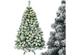 Costway Albero Di Natale Artificiale 135 Cm, Albero Di Natale 400 Aghi In Pvc Con Neve, 200 Led Bianchi Caldi E Supporto In Metallo, Albero Di Natale Artificiale