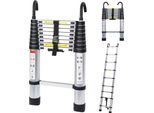 Fiqops Scala Telescopica Con Gancio Scala A Gradini In Alluminio Argento 2,6 M