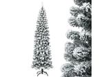 Costway Albero Di Natale A Matita 225Cm, Albero Di Natale Artificiale 641 Aghi In Pvc Con Neve, Albero Di Natale Con Supporto In Metallo, Albero Di Natale Artificiale