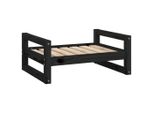 Vidaxl Letto Per Cani Nero 65,5X50,5X28 Cm In Legno Di Pino Massiccio