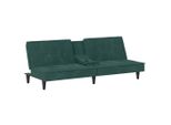 Vidaxl Divano Letto Con Portabicchieri In Velluto Verde Scuro