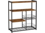 Scaffale Da Cucina Vasagle, Scaffale In Piedi Con 2 Cestini In Metallo, Scaffale Da Panettiere Con Ganci E Ripiani, Scaffale Per Microonde, 80 X 35 X 95 Cm, Design Industriale, Vintage