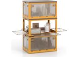 Costway Contenitori Pieghevoli Con Coperchio, Confezione Da 3 Scatole Di Plastica Impilabili Con Ruote E 5 Porte 98L*3 Giallo