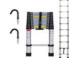 Jayseuw Scala Telescopica In Alluminio Leggera Antiscivolo 3,2M Argento + Ganci Scala Multifunzionale Scala Multiuso Scala Allungabile 15 Gradini Scala A Gradini In Alluminio Di Alta Qualità Portata 150KG