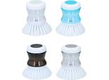 Spazzola Per Dispenser Di Sapone, Spazzola Da Cucina Per Stoviglie, Pentole, Padelle, Lavello, Pulizia, Piccola Spazzola Per Lavastoviglie, Spazzola Rotonda Con Dispenser Di Sapone Integrato, 2 Pezzi (Bianco E Nero)