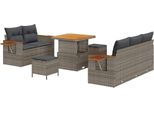 Vidaxl Set Di Divani Da Giardino Con Cuscini E Portaoggetti 8 Pezzi In Polirattan Grigio