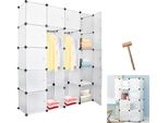Tolletour Sistema Di Scaffalatura Per Guardaroba Fai-Da-Te Scarpiera 20 Appendiabiti A Cubo In Plastica, 142X37X180Cm Bianco