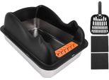 Lettiera Per Gatti In Acciaio Inox Con Coperchio Facile Da Pulire Anti-Schizzo A Lato Alto Grande In Metallo Nero