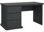 Dmora Scrivania Agia 61.6X130X73.9H Cm Grigio, 3 Cassetti Supporto Pc