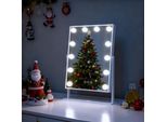 Vanitii Specchio Per Il Trucco Con Illuminazione 30 X 41 Cm Illuminazione A Led 12 Luci Dimmer 3 Modalità Di Colore Specchio Cosmetico Ruotabile A 360° Per La Toilette Bianco